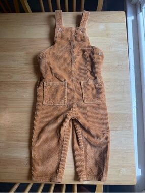 Kids Corduroy Overalls in Rust Orange